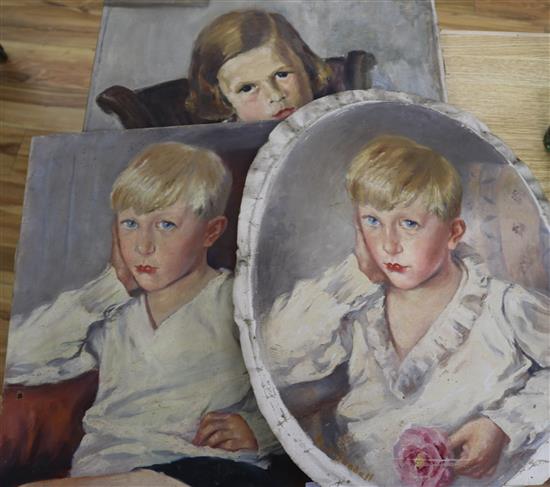 Bert Goul Portraits of children largest 65 x 50 cm all unframed